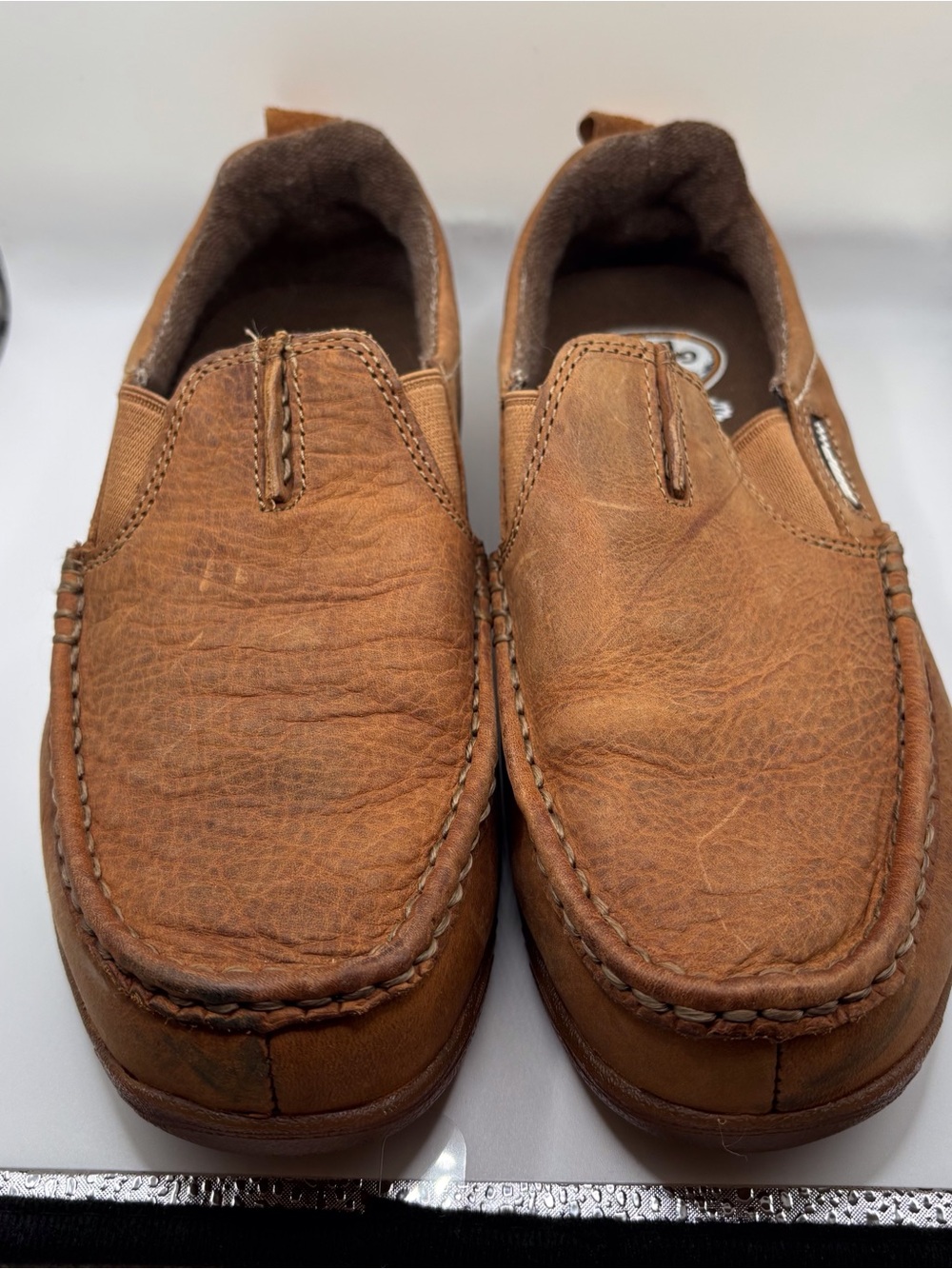 Georgia Boot Women's Tan Leather Slip-On Mules SZ 7.5 M Cedar Falls Moc Toe